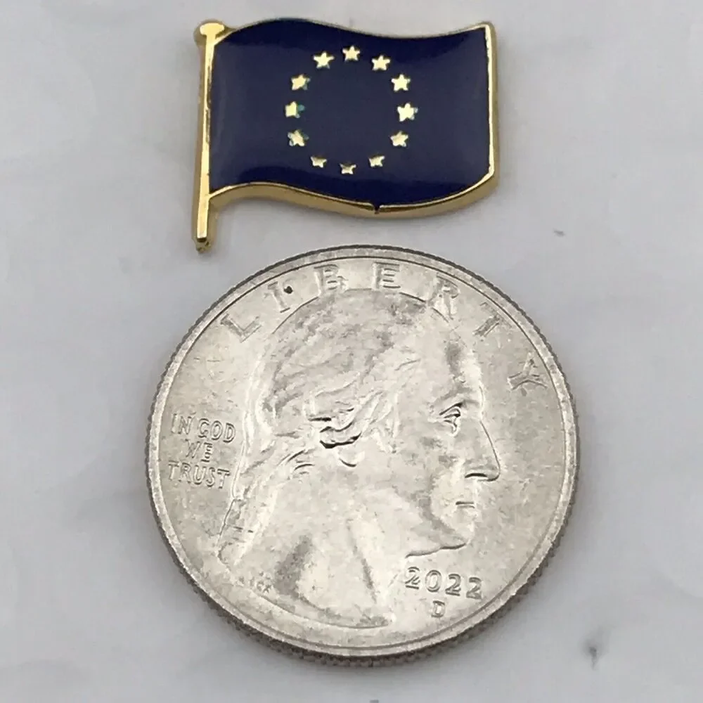 United Europe Flag Pin Brooch Vintage Gold Tone European Union